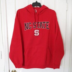 Mens L/S North Carolina State Wolfpack Red Fleece-lined Hoodie Sweatshirt NWOT-L